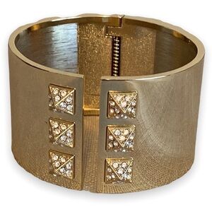 Victoria’s Secret Clamper Bracelet Gold Tone Crystal Accents New